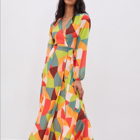 Anthropologie stunning mod wrap maxi dress S - Picture 1 of 11
